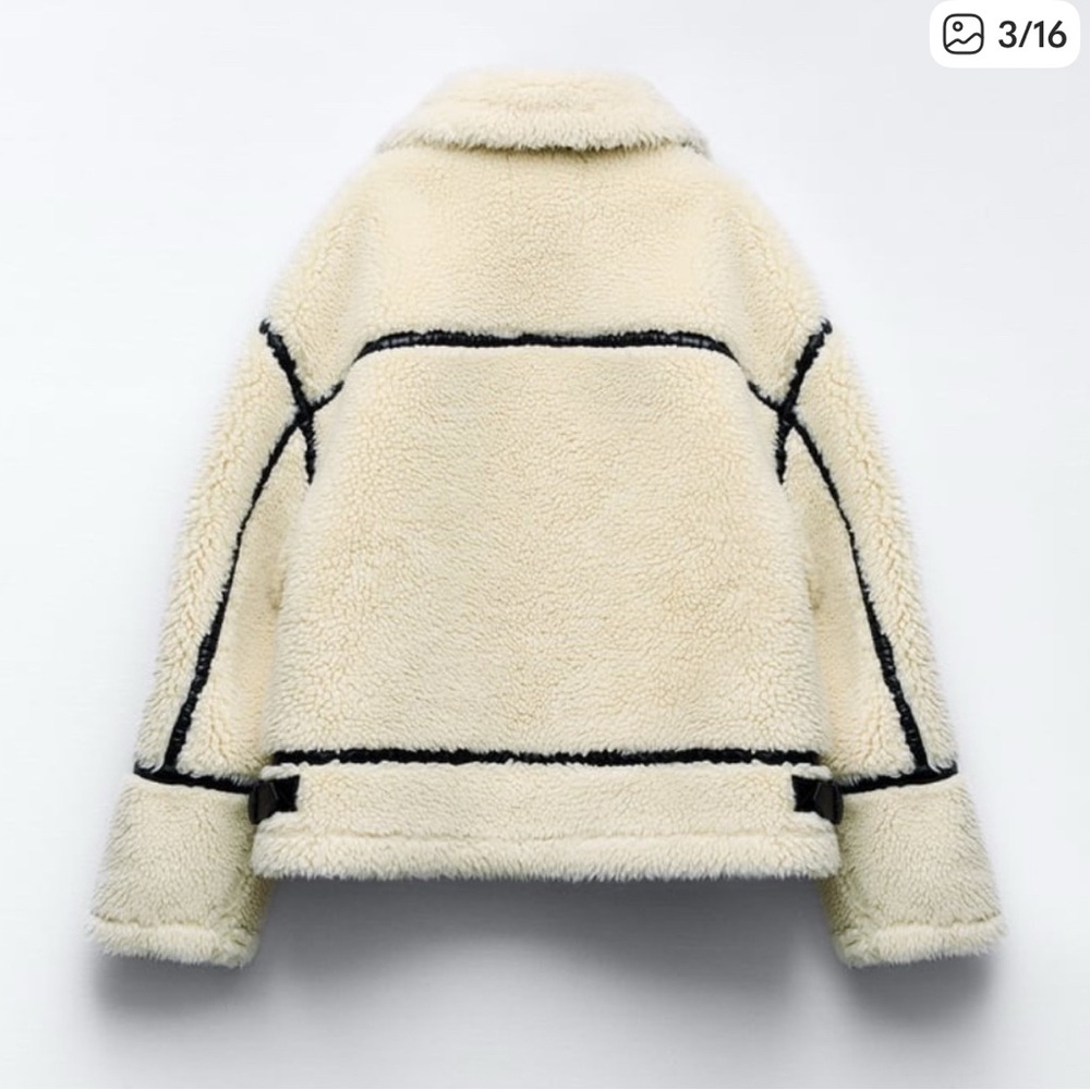 NWT ZARA SHEARLING BIKER JACKET SIZE SMALL - Picture 9 of 12